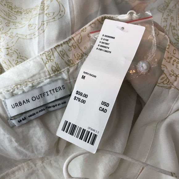 Urban Outfitters Cream Paisley Frocked Summery Mini Dress size Medium NWT - Picture 11 of 15